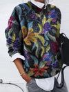 Pull en tricot floral - sweat-texturé pour femme
