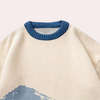 Pull en tricot - motif montagne bleu pour femmes