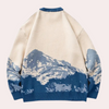 Pull en tricot - motif montagne bleu pour femmes