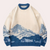 Pull en tricot - motif montagne bleu pour femmes