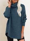 Pull oversize à col roulé - haut tricoté décontracté