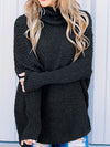 Pull oversize à col roulé - haut tricoté décontracté