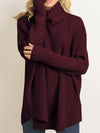 Pull oversize à col roulé - haut tricoté décontracté