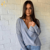 Pull oversize à épaules dénudées - tricot léger pour femmes