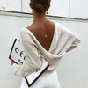 Pull oversize à épaules dénudées - tricot léger pour femmes