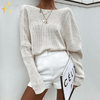 Pull oversize à épaules dénudées - tricot léger pour femmes