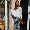 Pull oversize à épaules dénudées - tricot léger pour femmes