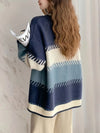Pull oversize à rayures - tricot élégant pour dames en bleu