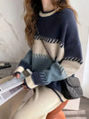 Pull oversize à rayures - tricot élégant pour dames en bleu