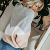 Pull oversize en tricot - élégant sweat gris et beige pour femmes