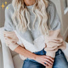 Pull oversize en tricot - élégant sweat gris et beige pour femmes