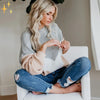 Pull oversize en tricot - élégant sweat gris et beige pour femmes