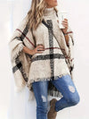 Pull poncho - poncho tricoté élégant avec col roulé pour femmes