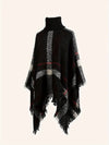 Pull poncho - poncho tricoté élégant avec col roulé pour femmes