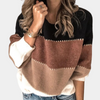 Pull rayé - top tricoté élégant pour femmes avec design à blocs de couleurs
