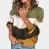 Pull rayé - top tricoté élégant pour femmes avec design à blocs de couleurs