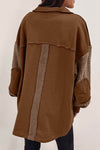 Pull surdimensionné marron - chemise tendance pour femmes avec accents aux coudes et détails de couture
