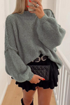 Pull surdimensionné tricoté - sweat élégant pour femmes avec manches bouffantes