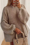 Pull surdimensionné tricoté - sweat élégant pour femmes avec manches bouffantes