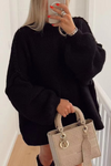 Pull surdimensionné tricoté - sweat élégant pour femmes avec manches bouffantes
