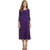 Robe midi femme - ourlet évasé pour un style décontracté - robe casual à manches trois-quarts