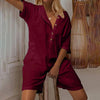 Salopette courte décontractée pour femmes en mélange de coton léger - tenue estivale polyvalente pour des journées relax