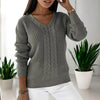 Pull en tricot pour femmes - top v-cou en câble sophistiqué