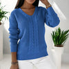 Pull en tricot pour femmes - top v-cou en câble sophistiqué