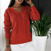 Pull en tricot pour femmes - top v-cou en câble sophistiqué