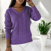 Pull en tricot pour femmes - top v-cou en câble sophistiqué