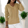 Pull en tricot pour femmes - top v-cou en câble sophistiqué