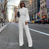 Combinaison élégante pour femme à manches longues et col montant - tenue polyvalente pour les occasions décontractées ou formelles