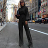 Combinaison élégante pour femme à manches longues et col montant - tenue polyvalente pour les occasions décontractées ou formelles
