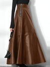 Jupe maxi en simili cuir - jupe longue sophistiquée pour femmes