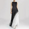 Robe de soirée élégante - robe noire à superpositions pour femmes