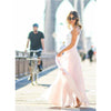 Robe de soirée rose avec délicates broderies en dentelle - robe maxi élégante
