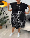 Robe décontractée - élégante robe noire et grise avec poches pour femmes