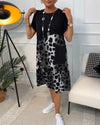 Robe décontractée - élégante robe noire et grise avec poches pour femmes