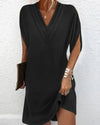 Robe décontractée - élégante robe pour femmes avec un chic col en v et des manches fendues3