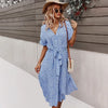 Robe d'été florale - chic robe midi à boutons pour femmes