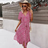 Robe d'été florale - chic robe midi à boutons pour femmes