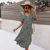 Robe d'été florale - chic robe midi à boutons pour femmes