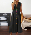 Robe d'été - robe sans manches chic à boutons pour les journées ensoleillées