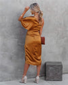 Robe élégante à épaule dénudée en satin - mode de soirée raffinée pour femmes