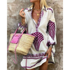 Robe en lin imprimée pour femmes - tunique vintage exquise
