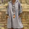 Robe en lin - robe chemise féminine au tombé décontracté avec poches