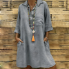 Robe en lin - robe chemise féminine au tombé décontracté avec poches