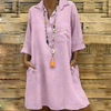 Robe en lin - robe chemise féminine au tombé décontracté avec poches