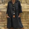 Robe en lin - robe chemise féminine au tombé décontracté avec poches