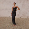 Robe en satin - élégante robe de soirée pour femmes avec décolleté drapé